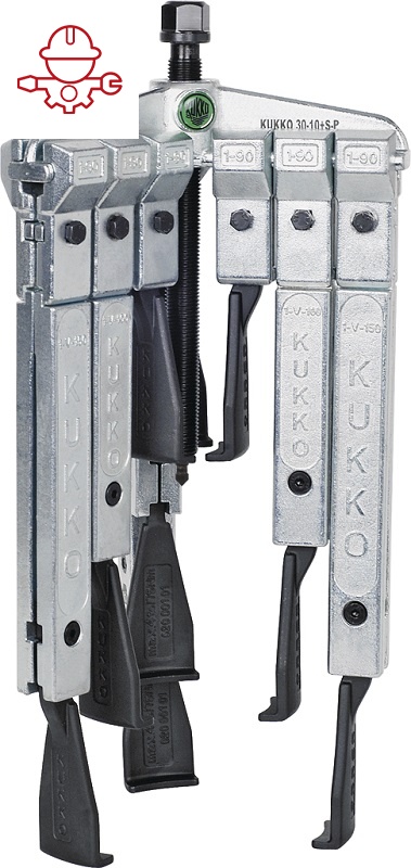 картинка Универсальный трёхзахватный съёмник с узкими захватами, в наборе Kukko 30-10-SP от магазина "Элит-инструмент"