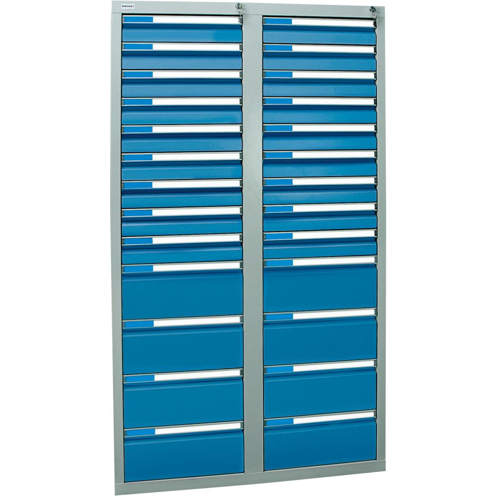 картинка Шкаф формата Ш1800хГ1000хВ500мм RAL 7035/5012 26 ящиков 75кг 3031 5105 Fplus от магазина "Элит-инструмент"