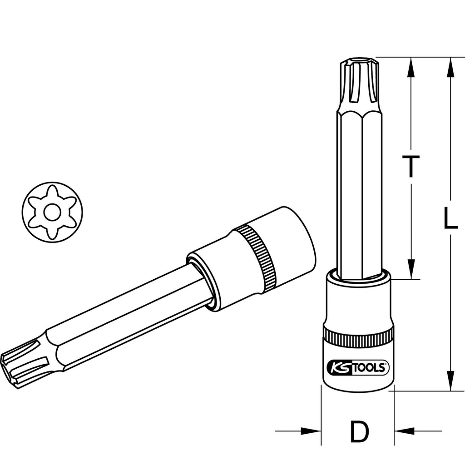 картинка Торцовая головка RIBE 1/2" с битом и торцовым отверстием, длинная, М14 от магазина "Элит-инструмент"