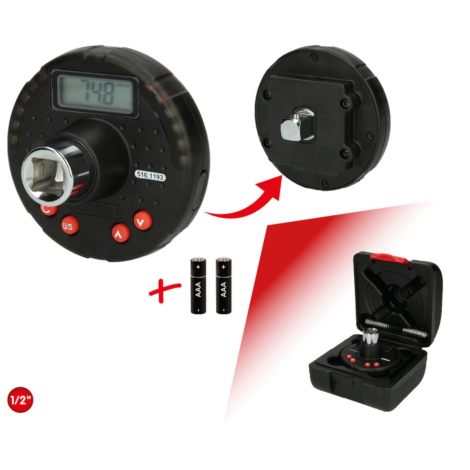 картинка Цифровой динамометрический адаптер с угломером 1/2", 10-200 Нм от магазина "Элит-инструмент"