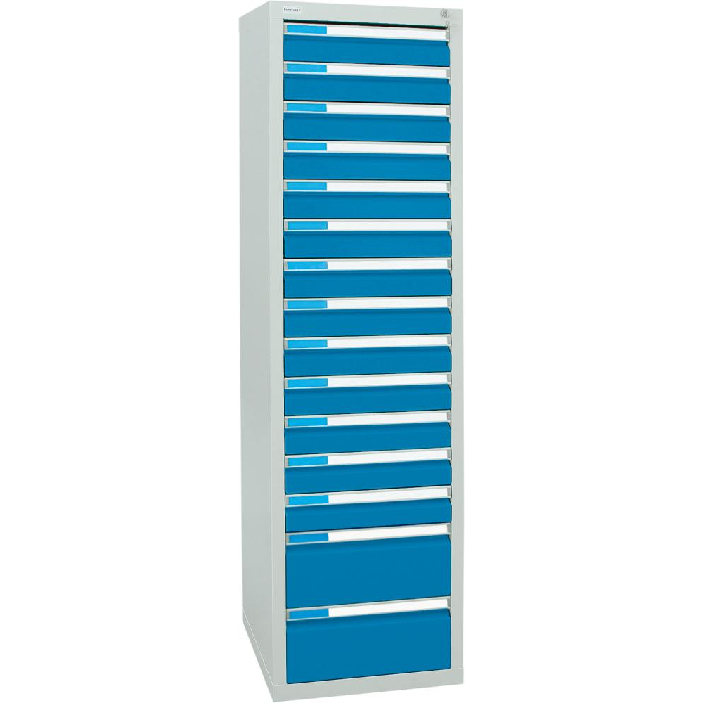 картинка Шкаф формата Ш1800хГ500хВ500мм RAL 7035/5012 15 ящиков 75кг 3031 5111 Fplus от магазина "Элит-инструмент"