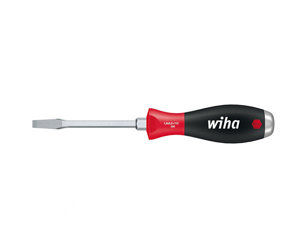 картинка Отвертка Wiha SoftFinish Slotted 530 03223 3,5 x 75 шлицевая ударная с шестигранным жалом от магазина "Элит-инструмент"
