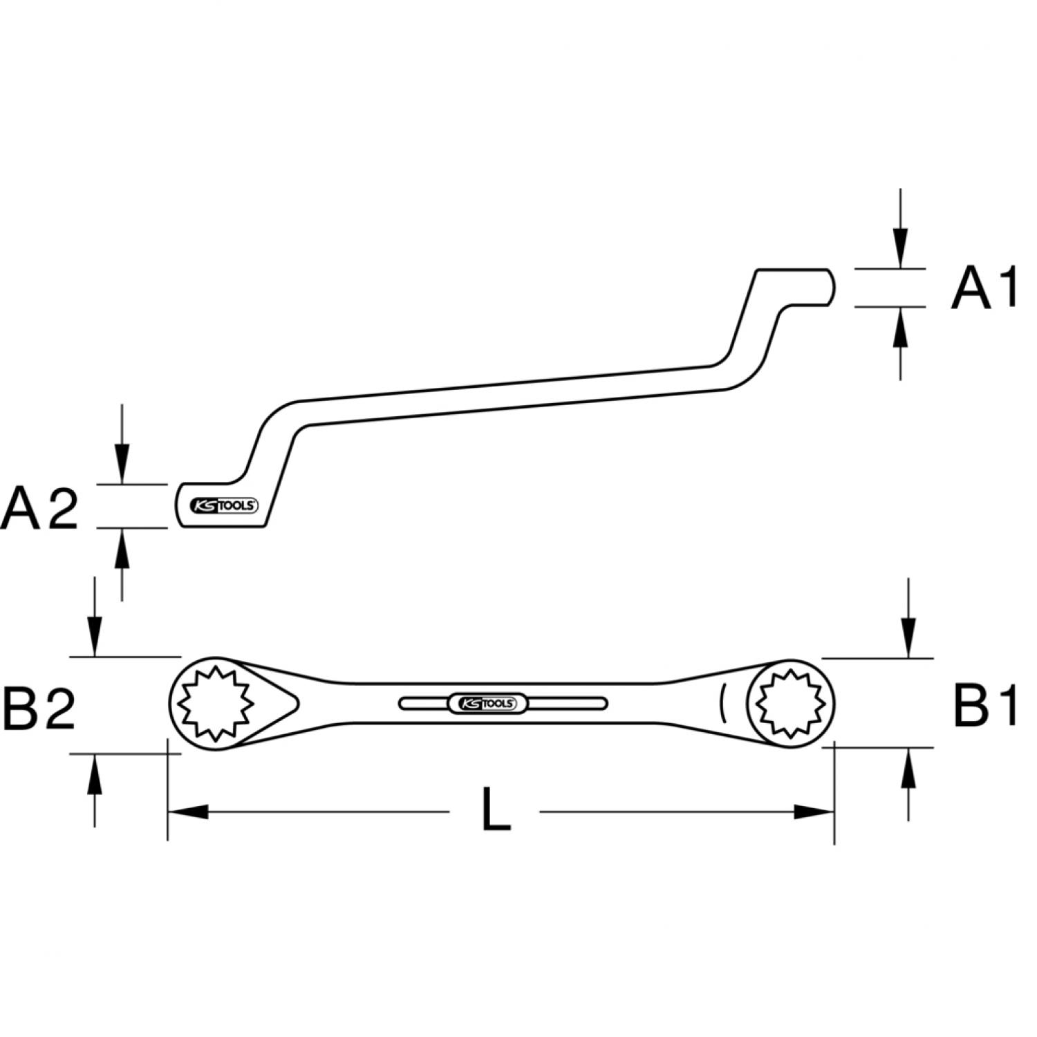 картинка Двусторонний накидной ключ CHROMEplus, изогнутый, 24х27 мм подвеска от магазина "Элит-инструмент"