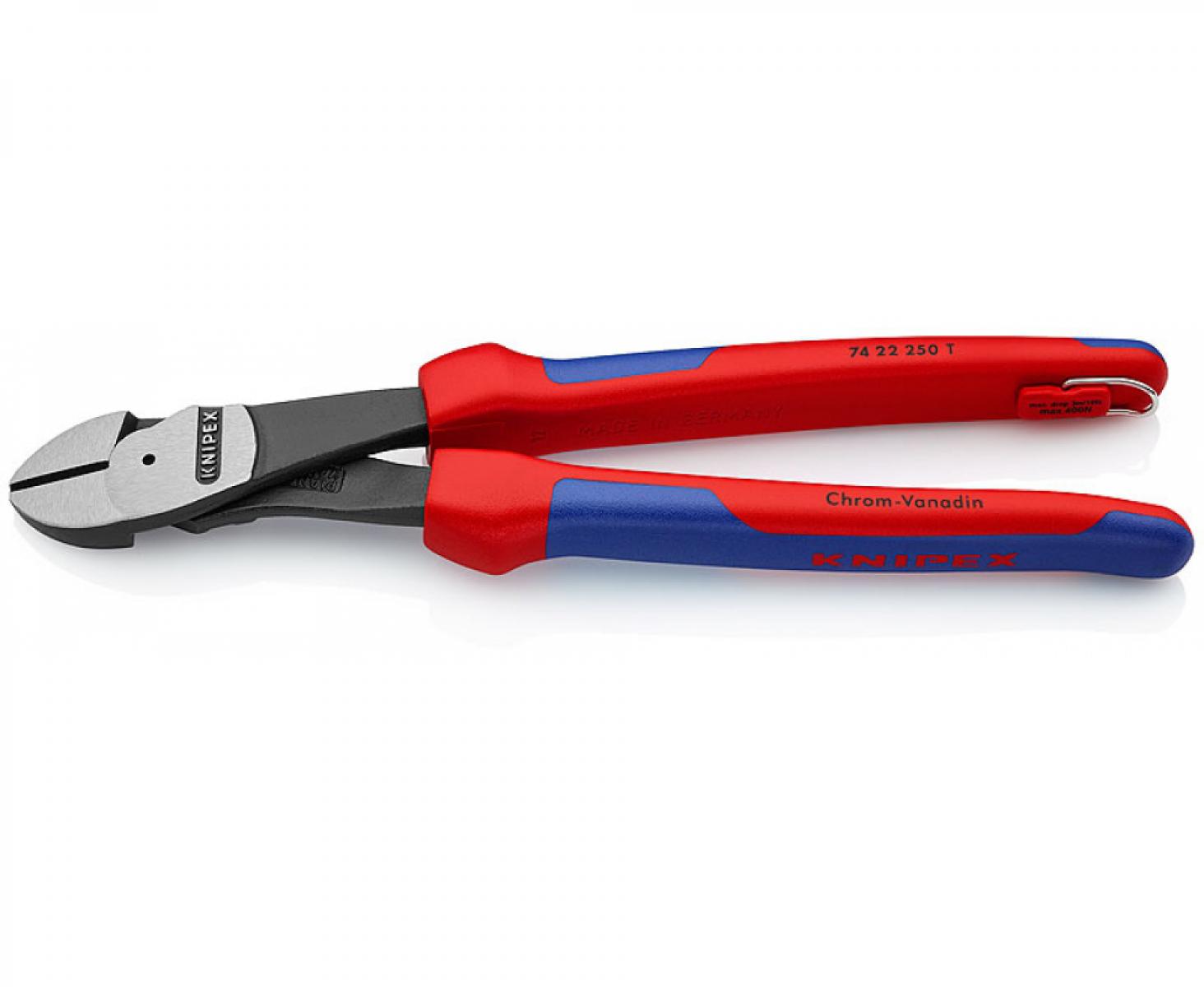 картинка Кусачки боковые особой мощности Knipex KN-7422250T со страховочным креплением от магазина "Элит-инструмент"