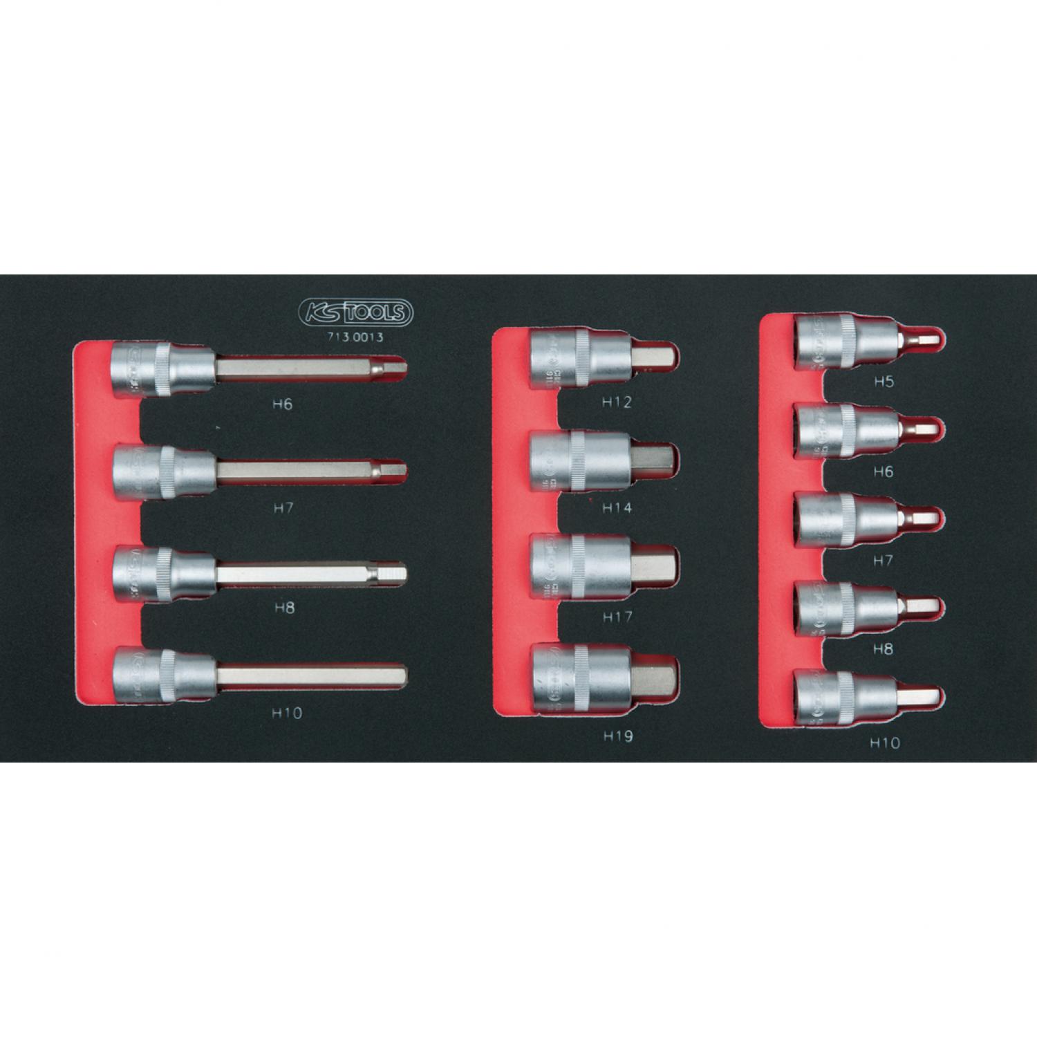 Комплект торцовых головок с битами SCS 1/2", 13 шт, во вкладке на 1/3 инструментального ящика