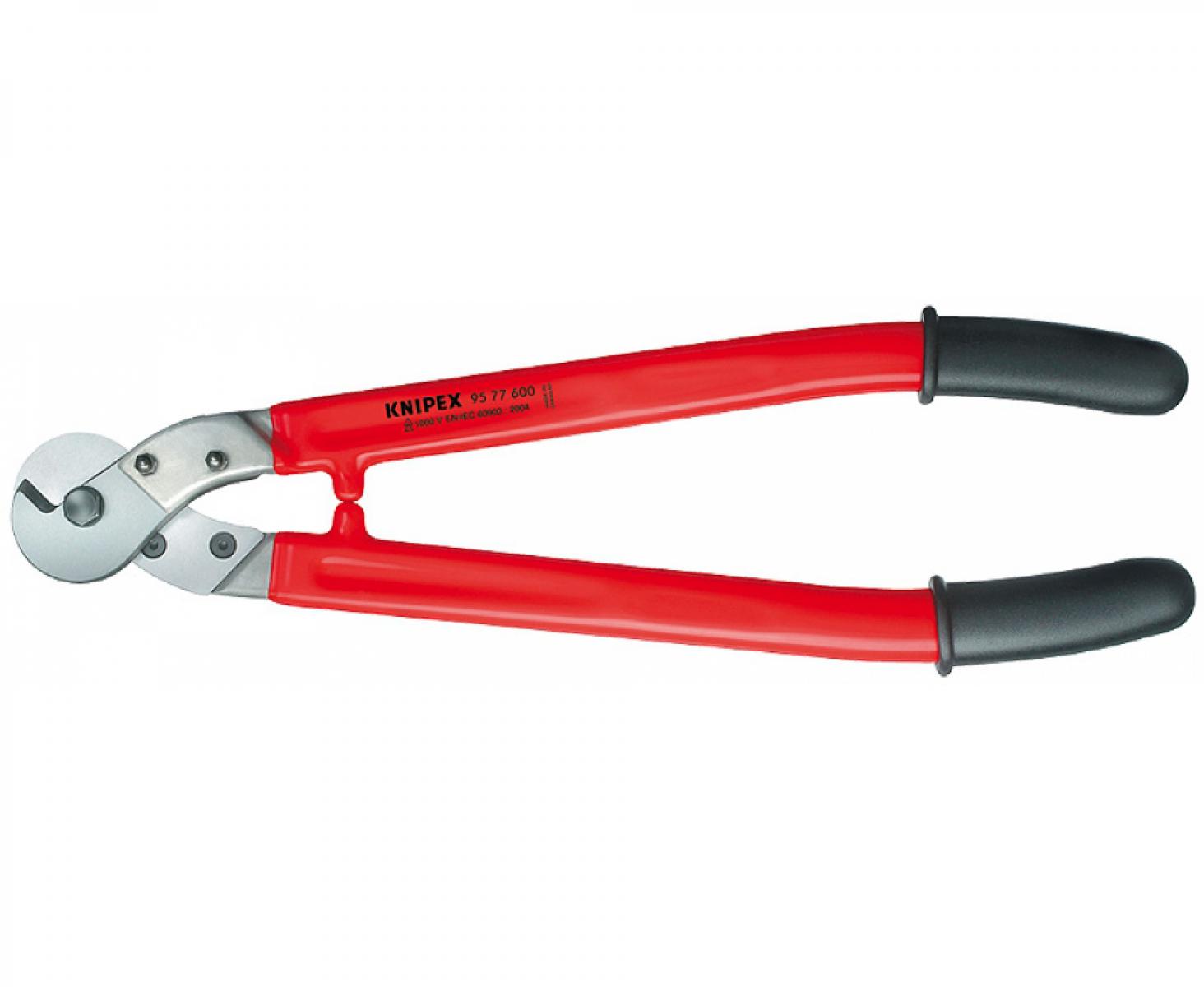 картинка Изолированные ножницы VDE для резки проволочных тросов и кабелей Knipex KN-9577600 от магазина "Элит-инструмент"