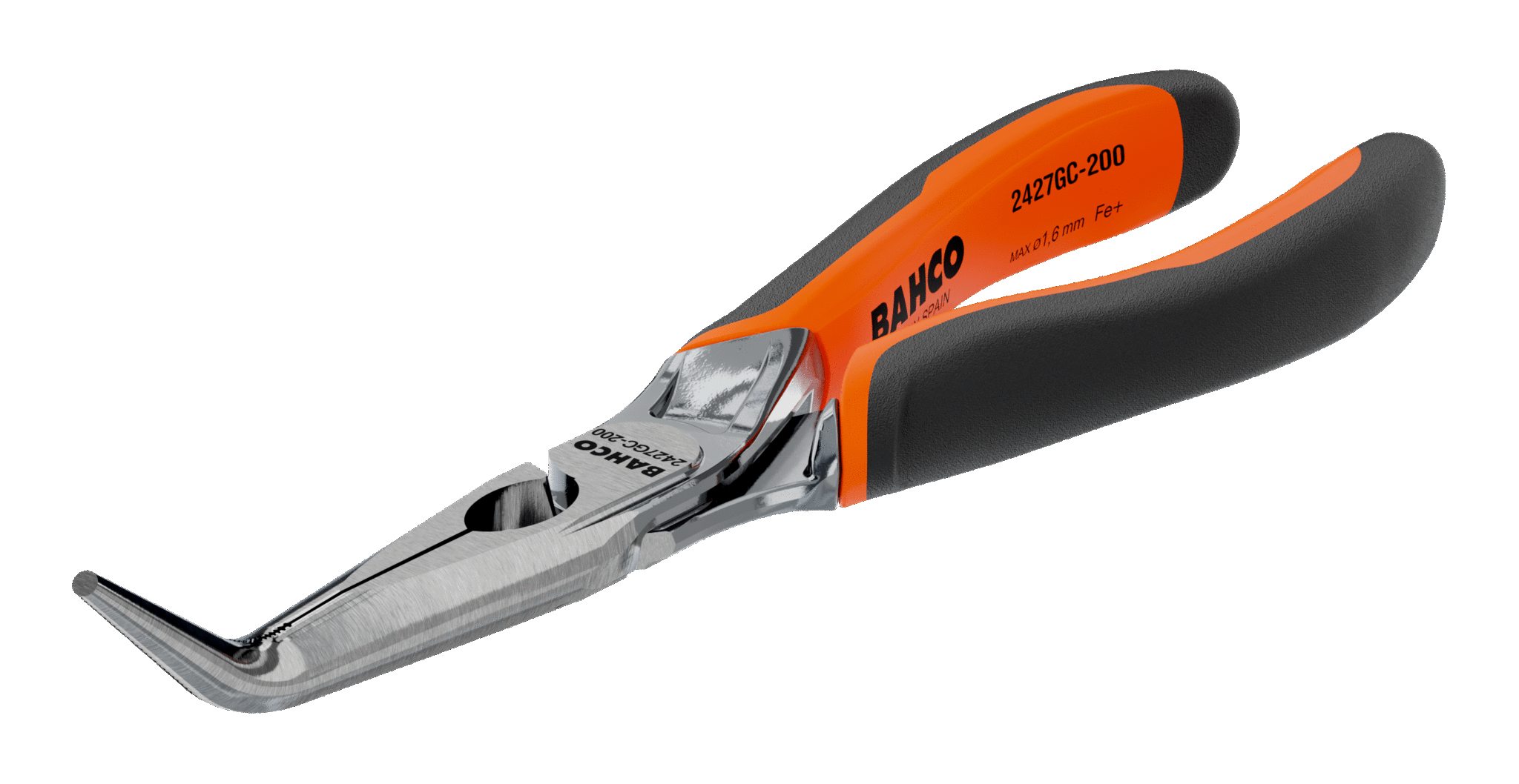 картинка Плоскогубцы ERGO™ с удлиненными изогнутыми губками c двухкомпанентными рукоятками и хромированным покрытием,45° (200 mm) Промышленная упаковка BAHCO 2427 GC-200IP от магазина "Элит-инструмент"