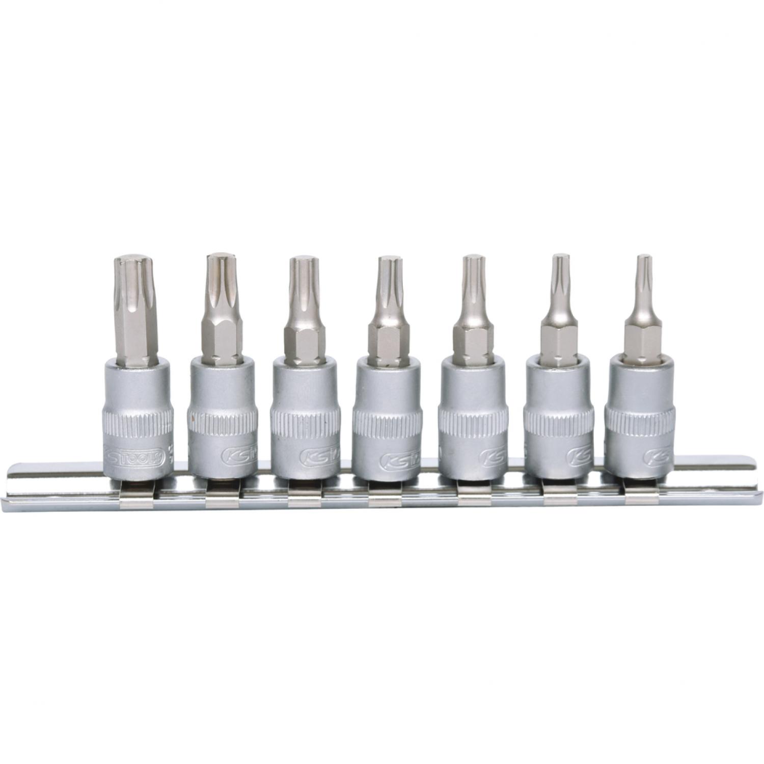 Комплект торцовых головок с битами, с профилем Torx 1/4'', 7 шт, Т10-Т40