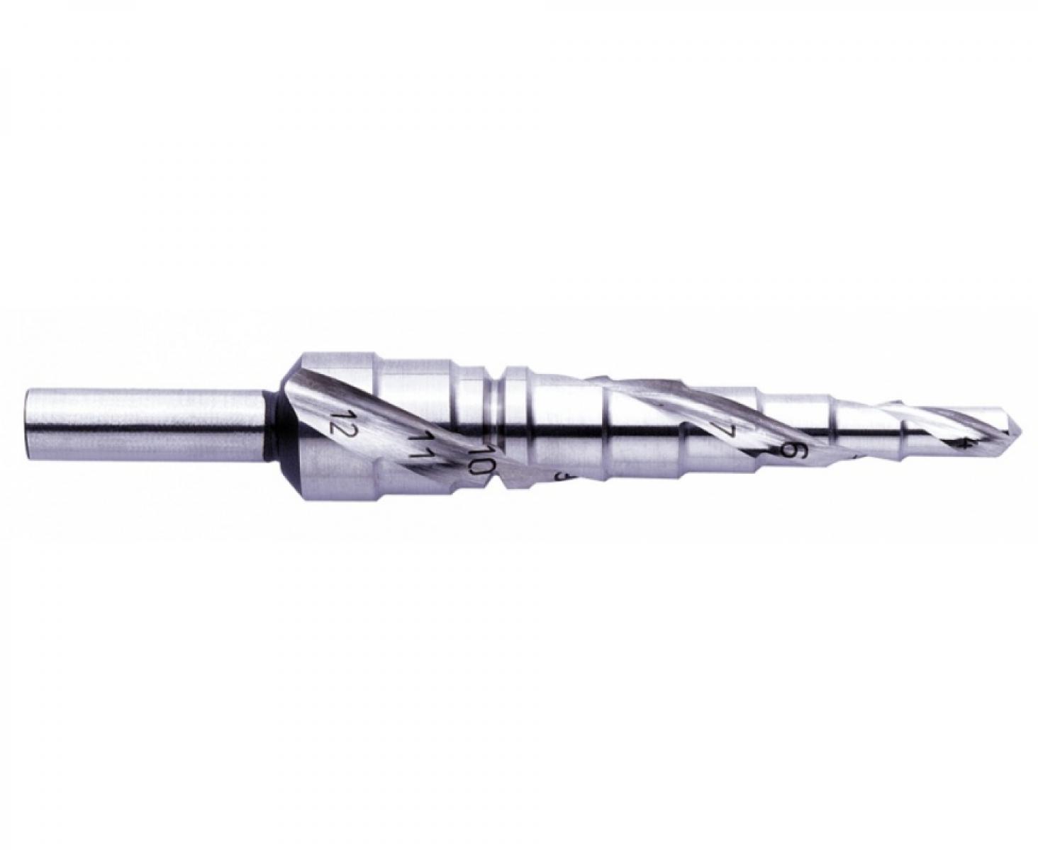 Сверло ступенчатое по металлу со спиральной канавкой 4 - 12 мм Exact GQ-07001 трехопорный хвостовик RotaStop
