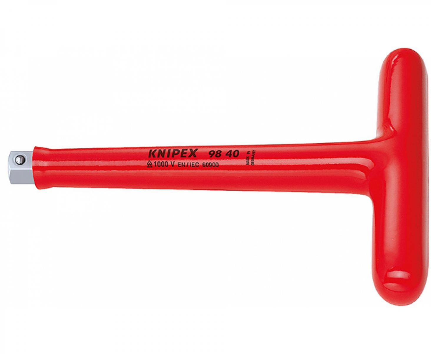 картинка Т-образная ручка VDE с внешним присоединительным квадратом 3/8" Knipex KN-9830 от магазина "Элит-инструмент"