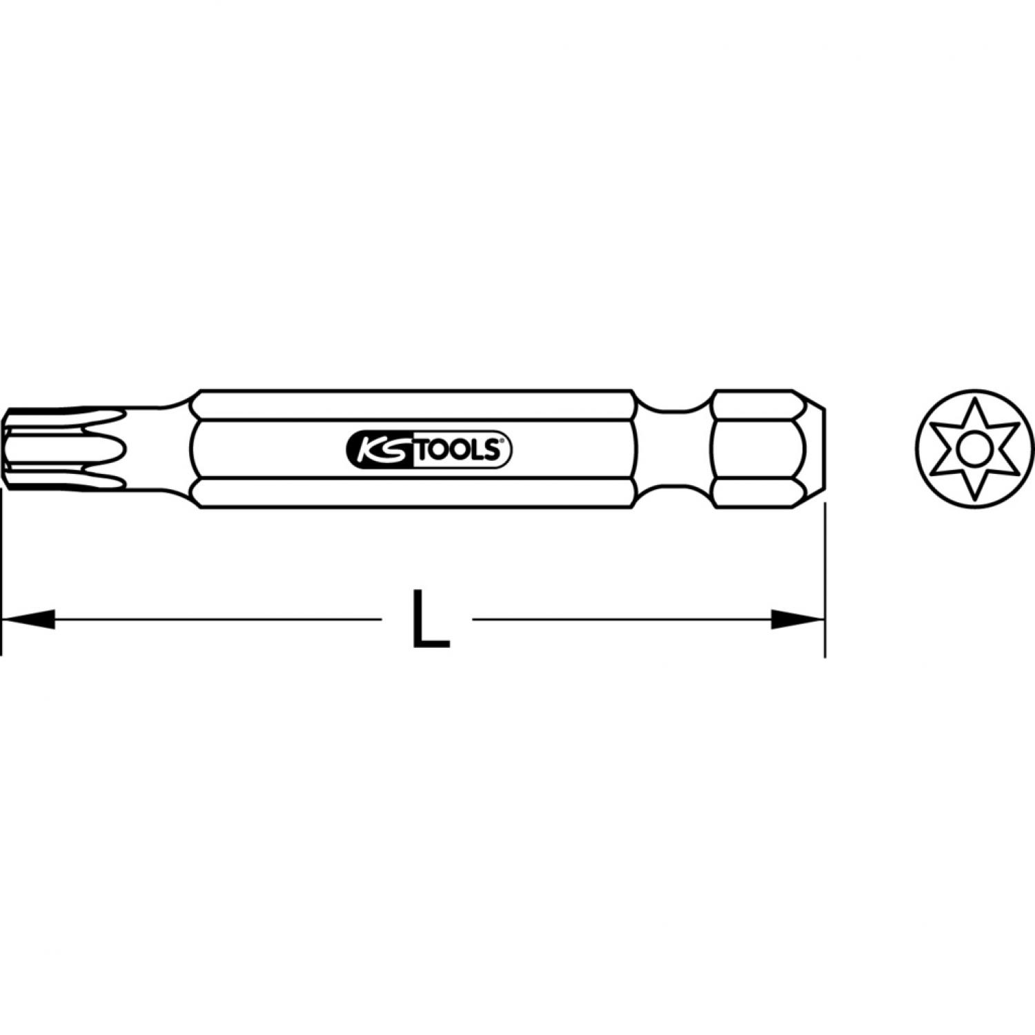 картинка Бит 1/4" с профилем Torx, с отверстием, 75 мм, ТВ8 от магазина "Элит-инструмент"