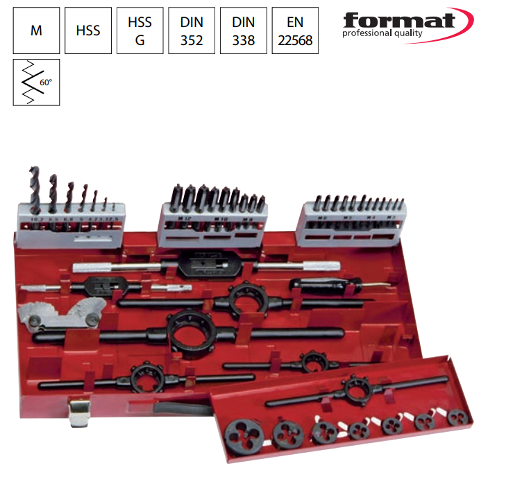 картинка Набор инструментов для нарезания резьбы M3-M12 Format 1795 0222 Fplus от магазина "Элит-инструмент"