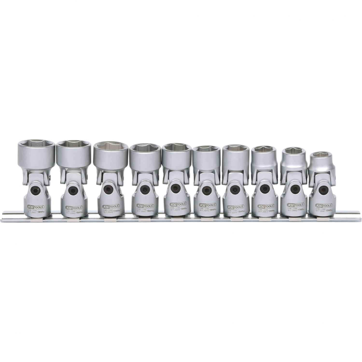 Комплект шестигранных торцовых головок 3/8'' с шарниром, 10 шт, 10-19 мм