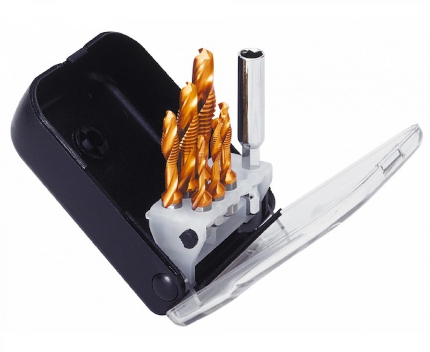 картинка Набор комбинированных метчиков-бит M3-M10 с адаптером ClipSet SGE-Bit TiN DIN 3126 с адаптером Exact GQ-50902 7 предметов от магазина "Элит-инструмент"