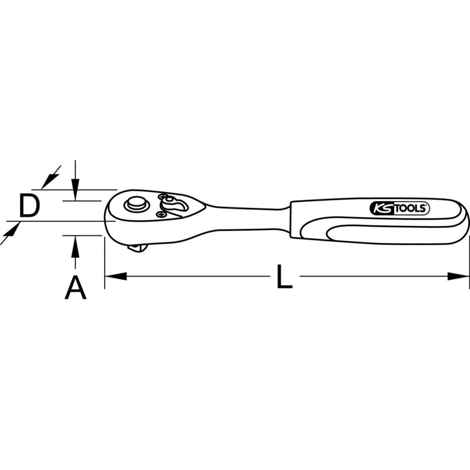 картинка Переключающийся ключ с трещоткой CHROMEplus 1/2", 72 зубца, пластмассовая рукоятка от магазина "Элит-инструмент"