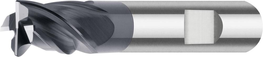 Цельная твердосплавная концевая фреза Carapace+, короткая, INOX, FORTIS 4317784741231 (ø f8 - 8 мм / длина режущей кромки - 12 мм / общая длина - 58 мм / хвостовик ø h6 - 8 мм / защитная фаска - 0,2 мм / INOX - 100)
