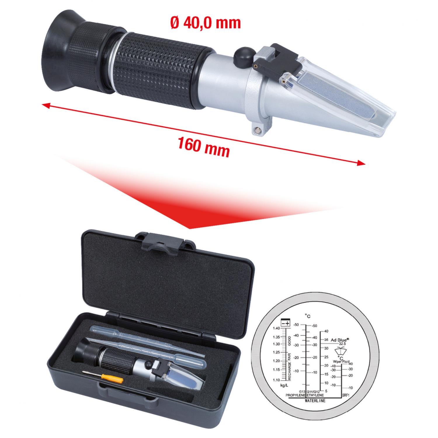 Рефрактометр - оптический контрольный прибор для аккумуляторной жидкости, антифриза и присадок AdBlue®