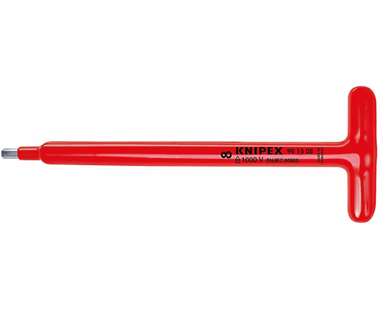 картинка Отвертка VDE для винтов с профилем "внутренний шестигранник" с Т-образной ручкой Knipex KN-981505 от магазина "Элит-инструмент"