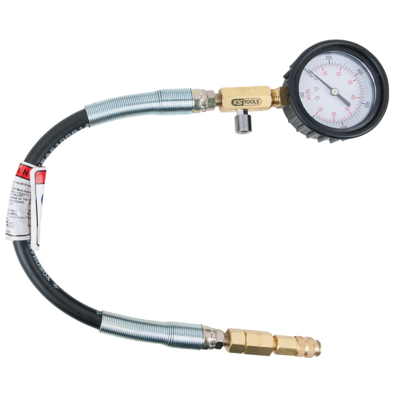 картинка Манометр со шлангом, 0-1000 фунт-сила на кв. дюйм, Ø 70 мм от магазина "Элит-инструмент"