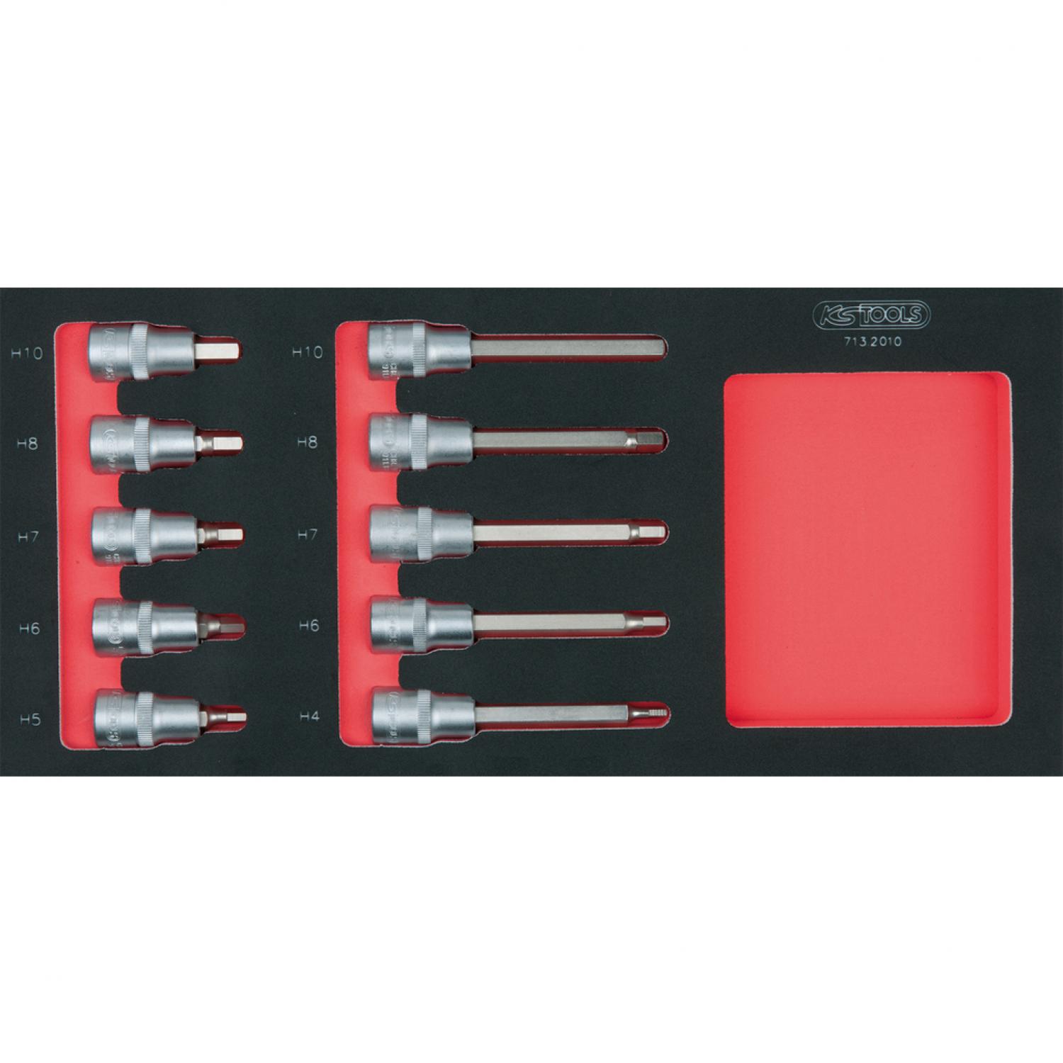 Комплект торцовых головок с битами SCS 1/2", 10 шт, во вкладке на 1/3 инструментального ящика