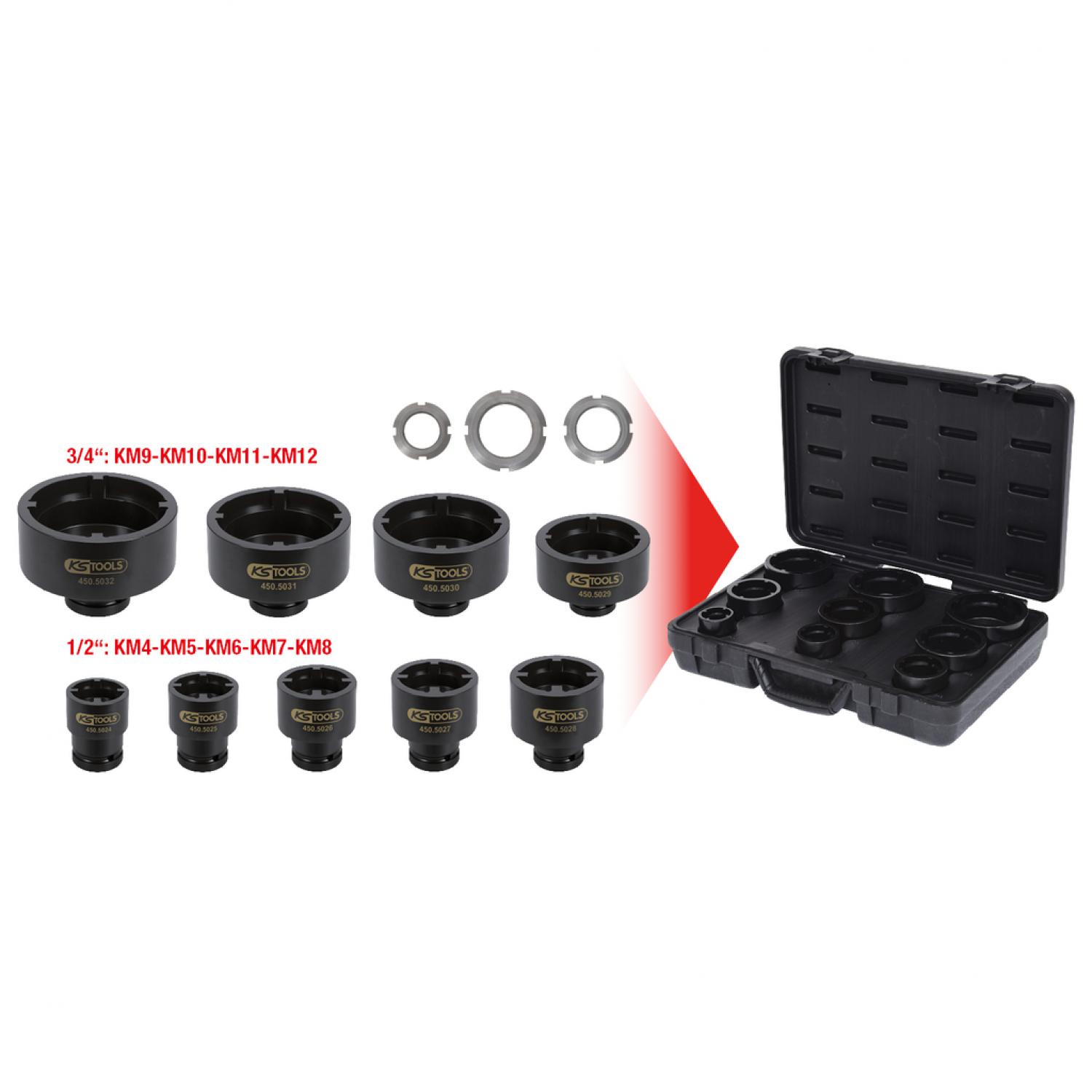 картинка Комплект ключей для накидных гаек, внутренние цапфы, 9 шт KSTools 450.5020 от магазина "Элит-инструмент"