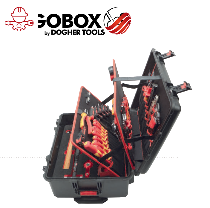 картинка Инструментальный водонепроницаемый бокс-чемодан на колёсах с набором инструментов 139 предметов GOBOX DOGHER TOOLS 051-511/1000V от магазина "Элит-инструмент"