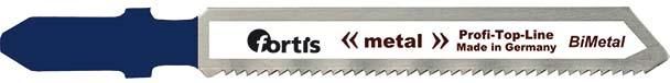 Полотно лобзика по металлу, 50/1,2, прямой пропил, FORTIS 4317784772983 (длина резки - 50 мм / высота стрижки - 1-3 мм / шаг зубьев - 1,2 мм / содержание - 5 шт)