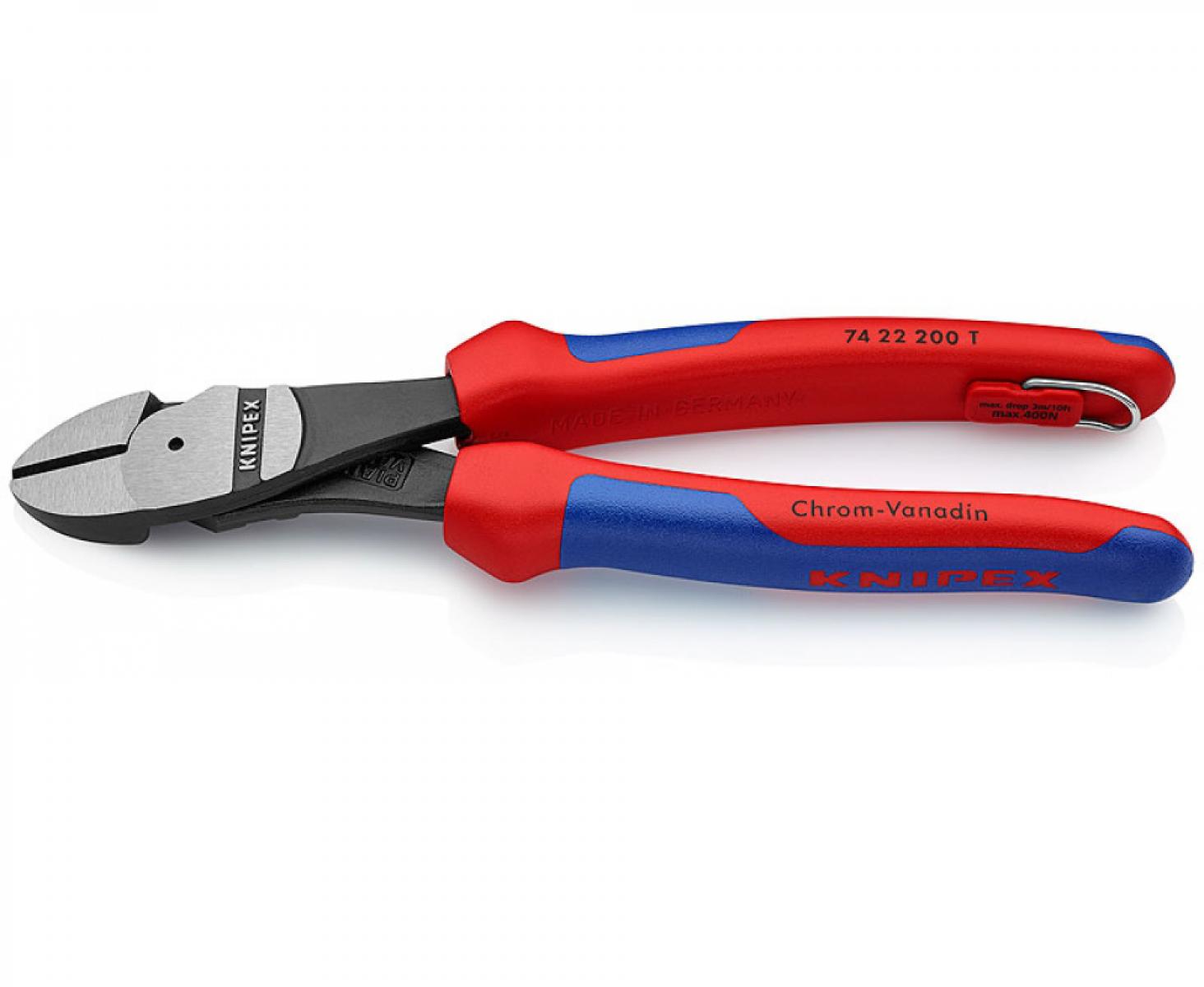 картинка Кусачки боковые особой мощности Knipex KN-7422200T со страховочным креплением от магазина "Элит-инструмент"