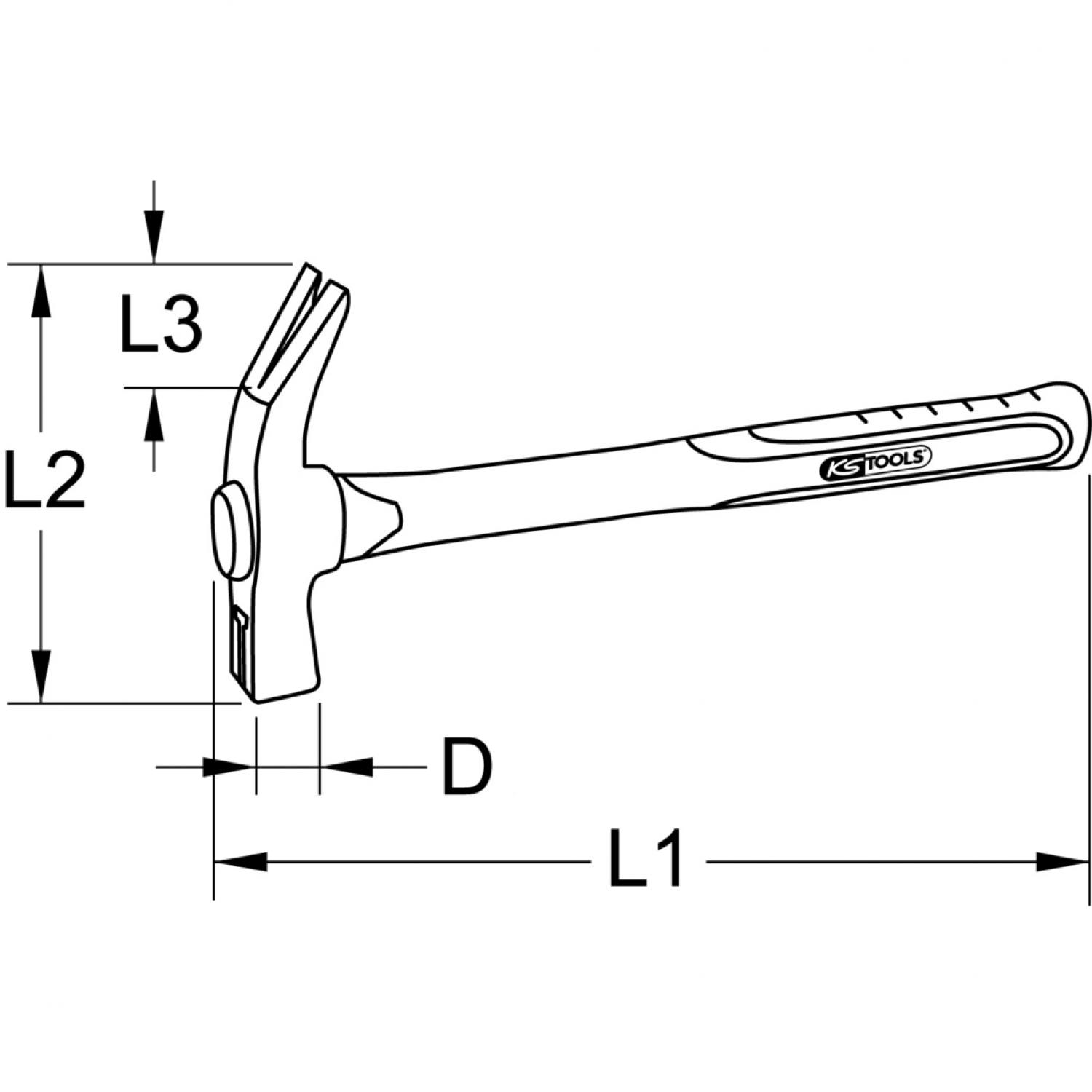 картинка Молоток-гвоздодер с рукояткой из фибергласа, 700 г от магазина "Элит-инструмент"