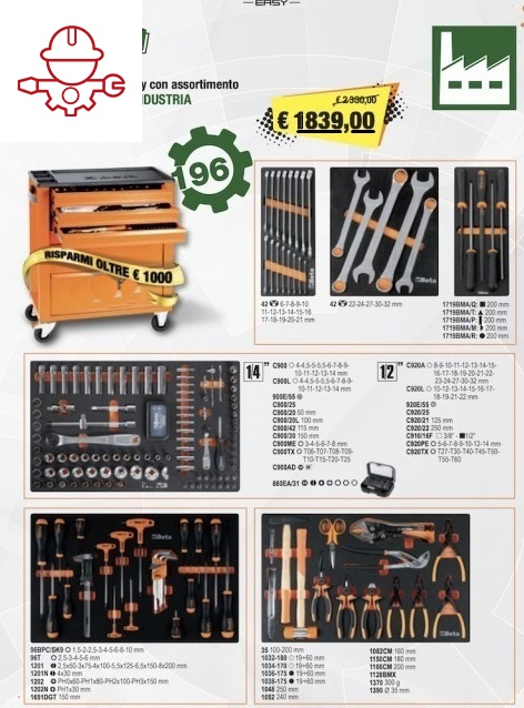 картинка Тележка инструментальная 6 ящиков + 196 предметов EURO BETA EASY  2400E/VO 024002017 от магазина "Элит-инструмент"