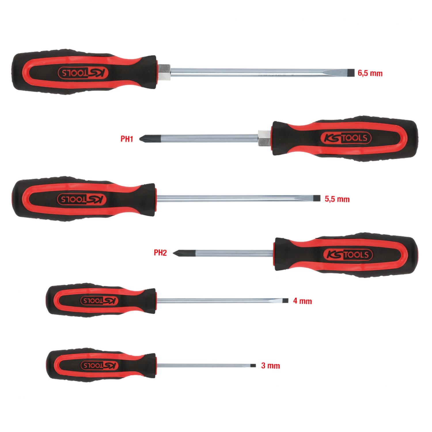 Комплект отверток ERGOTORQUEplus, 6 шт, шлицевых, с профилем Philips