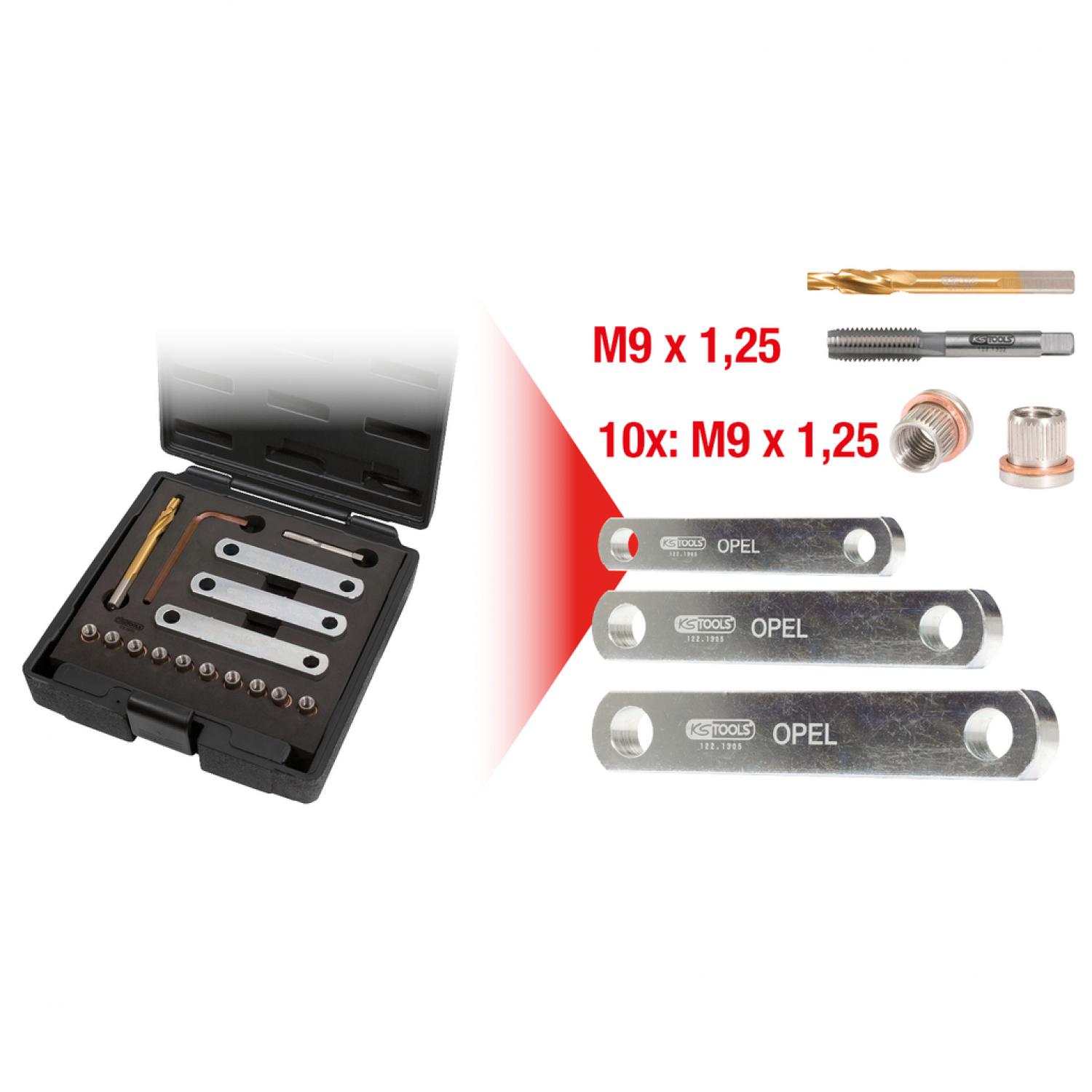 Комплект для ремонта резьбы M9 x 1,25, из 16 шт