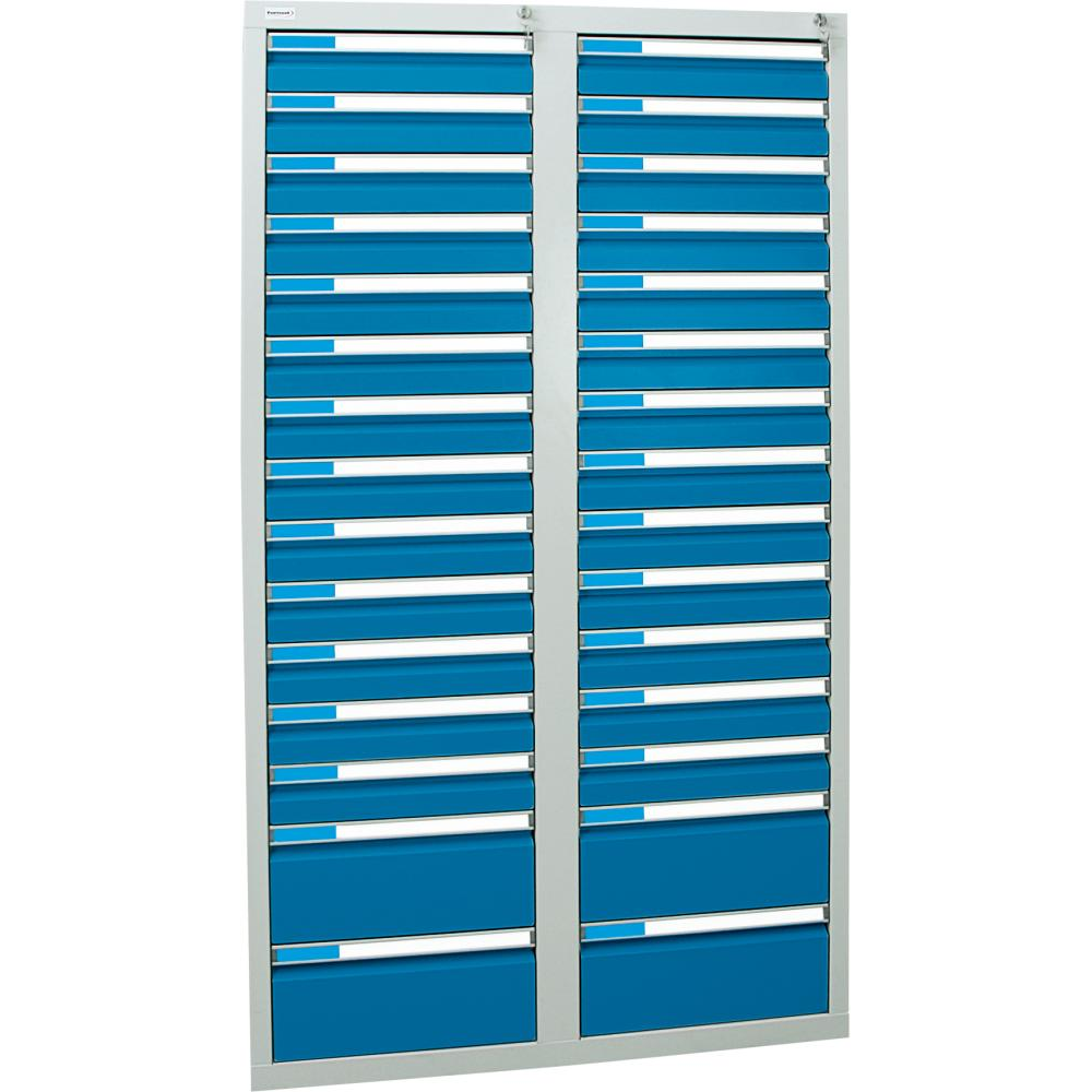 картинка Шкаф формата Ш1800хГ1000хВ500мм RAL 7035/5012 30 ящиков 75кг 3031 5102 Fplus от магазина "Элит-инструмент"