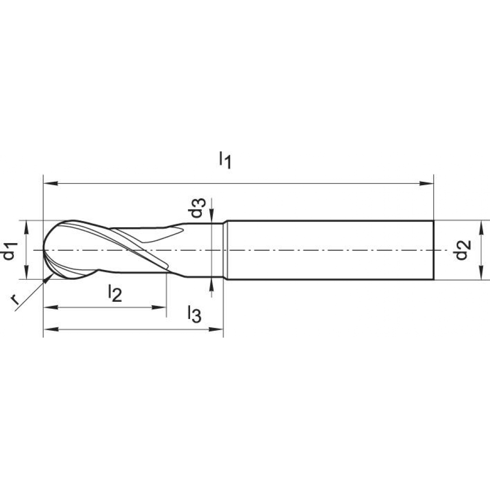 картинка Радиусная фреза цельная твердосплавная 3,0 мм Z2 короткая HA TA-C FORMAT GT 1942 0300 Fplus от магазина "Элит-инструмент"