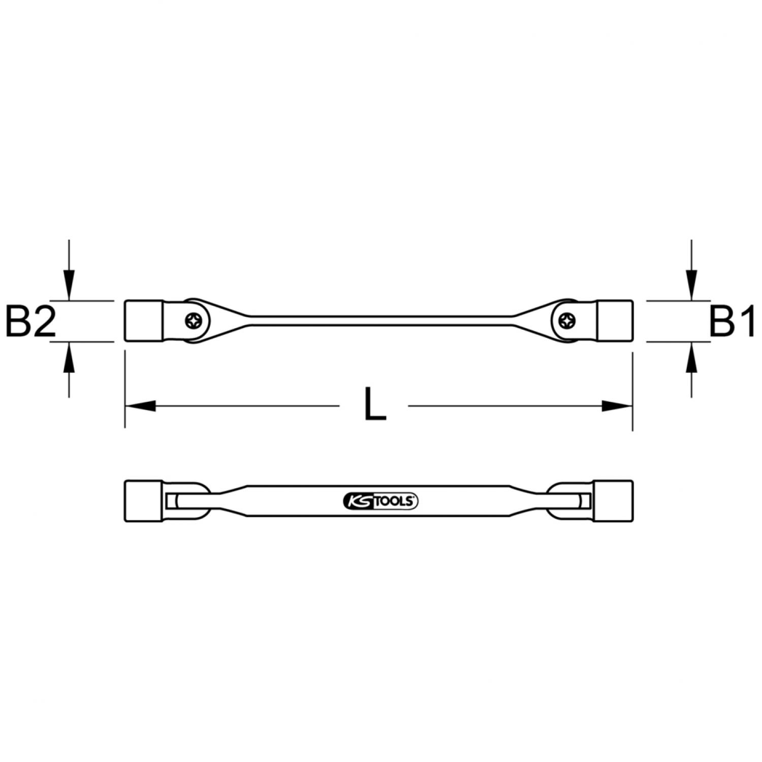 картинка Двусторонний шарнирный ключ с внешним профилем Torx, E14xE16 от магазина "Элит-инструмент"