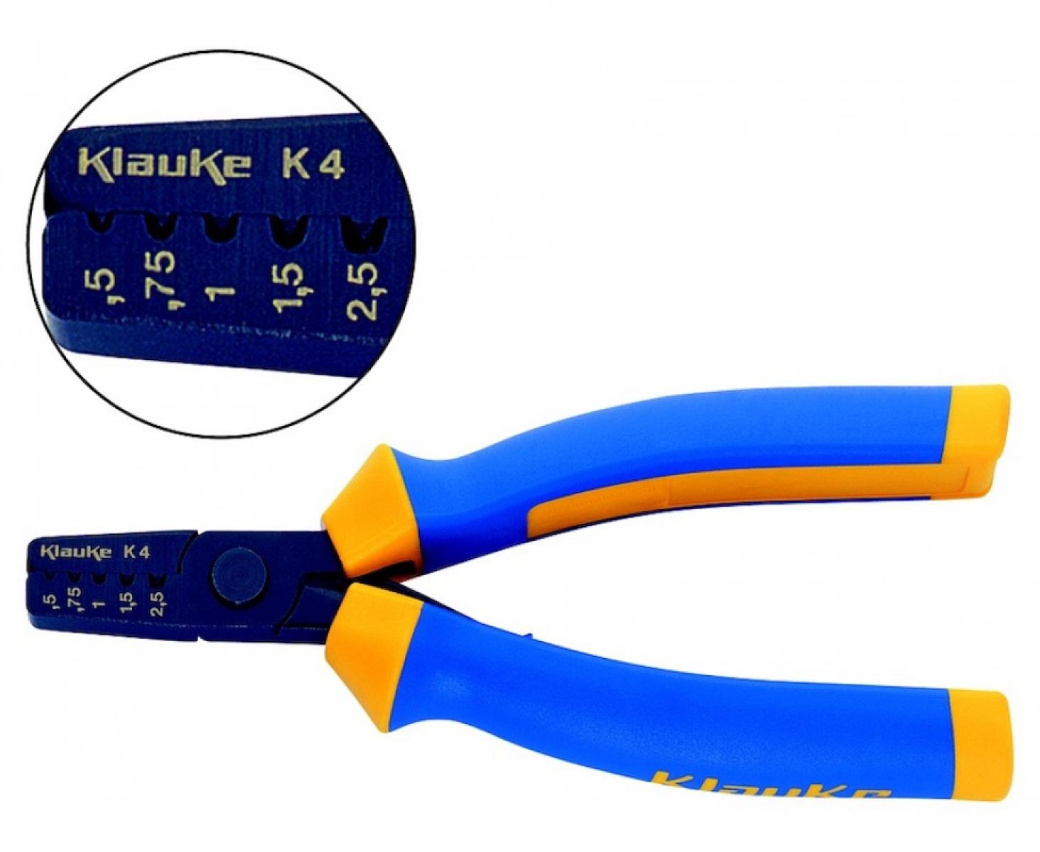картинка Пресс-клещи для втулочных наконечников 0,5–2,5 мм², вдавливающий обжим Klauke KLKK4 от магазина "Элит-инструмент"