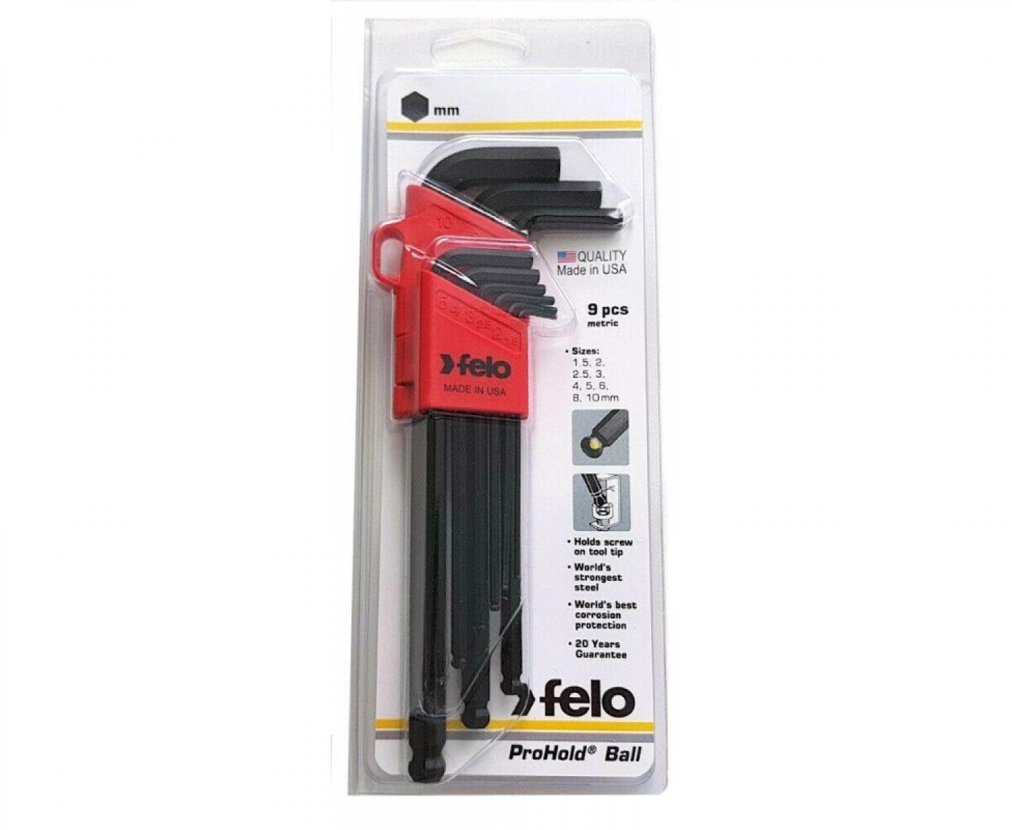 картинка Набор штифтовых ключей HEX ProHold со сферической головкой Felo 9 предметов 35590901 от магазина "Элит-инструмент"