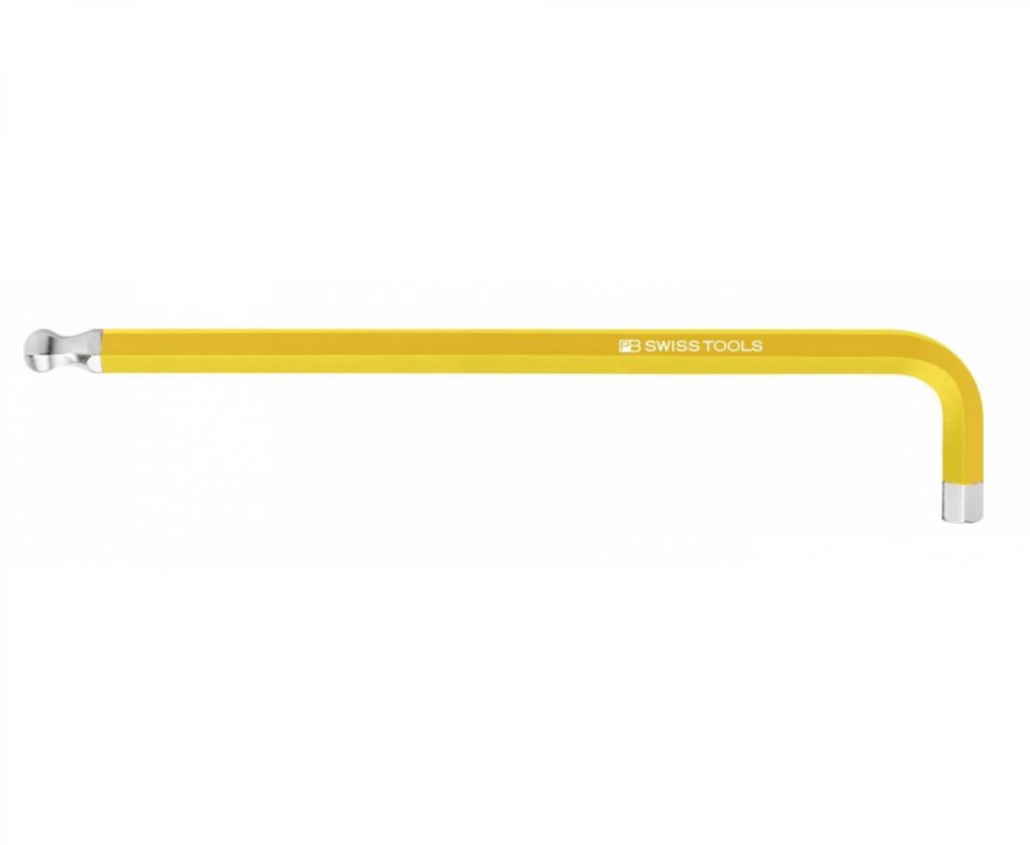картинка Ключ штифтовый HEX длинный PB Swiss Tools PB 212L.6 YE со сферической головкой, желтый M6 от магазина "Элит-инструмент"