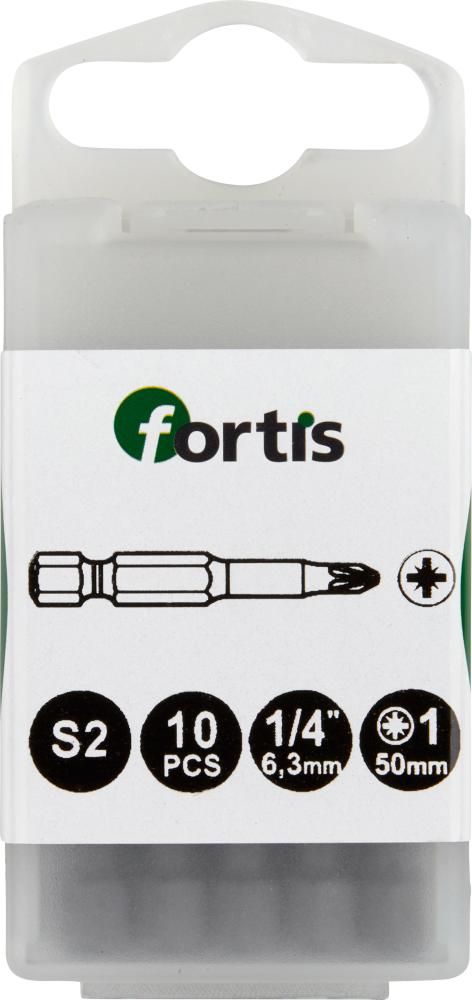 Бита 1/4″ для винтов с крестообразным шлицем PZ, 50 мм., FORTIS 4317784728997 (размер - PZ 2 / общая длина - 50 мм)