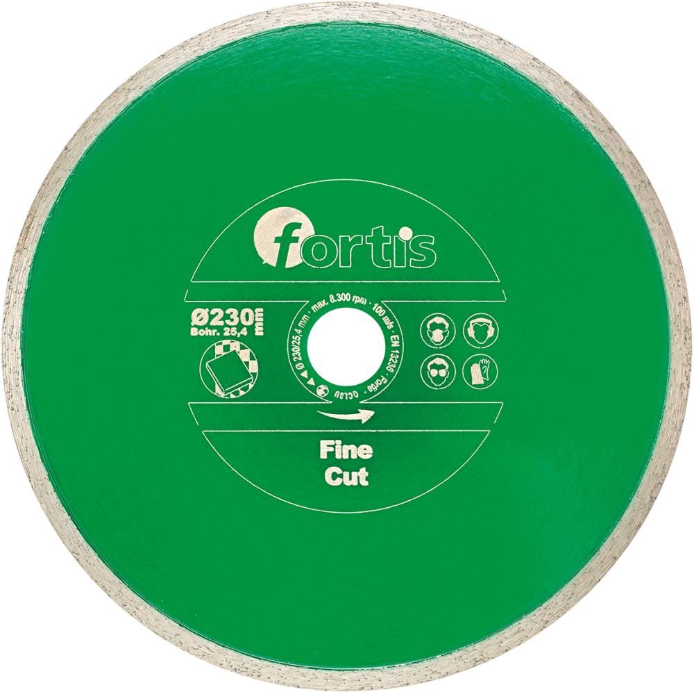 Алмазный отрезной диск Fine Cut, FORTIS 4317784704816 (внешний ø - 230 мм / диаметр отверстия - 25,4 мм / высота сегмента - 8 мм / дизайн - Wet cut)