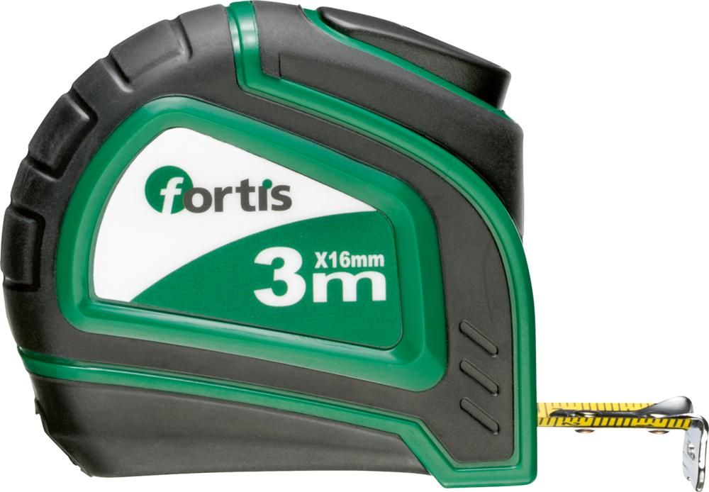 Карманная рулетка с ограничителем ленты, FORTIS 4317784730488 (длина ленты - 8 m / ширина ленты - 25 мм / выпускной - мм/cm / ленточный материал - Steel / ленточное покрытие - Paint / цвет ленты - Yellow / материал корпуса - Plastic)