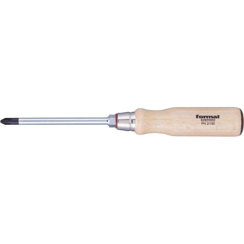 картинка Отвертка с деревянной ручкой PH4x200мм FORMAT 6292 0004 Fplus от магазина "Элит-инструмент"