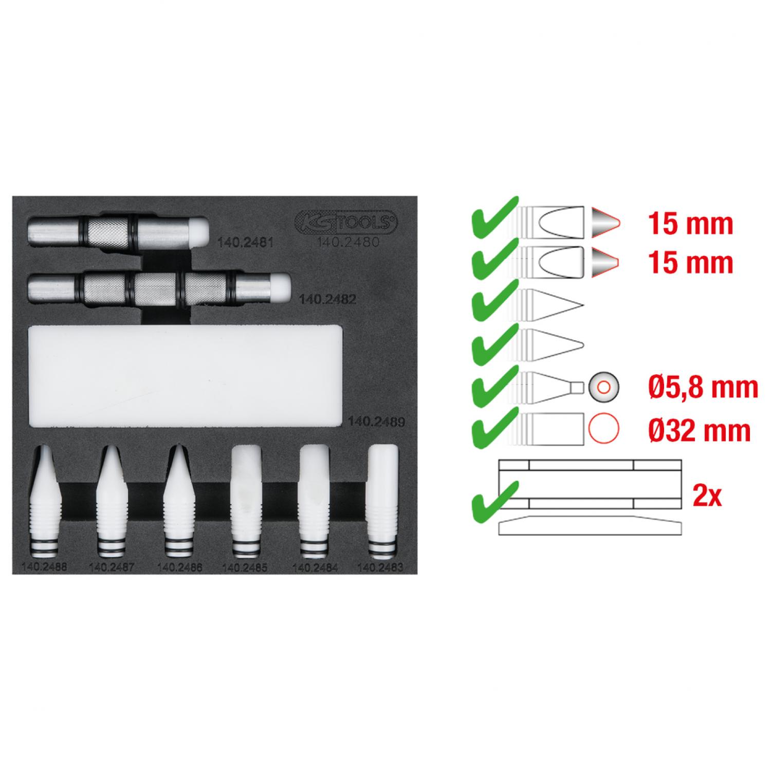 Комплект обратных ударных дорнов, 10 шт