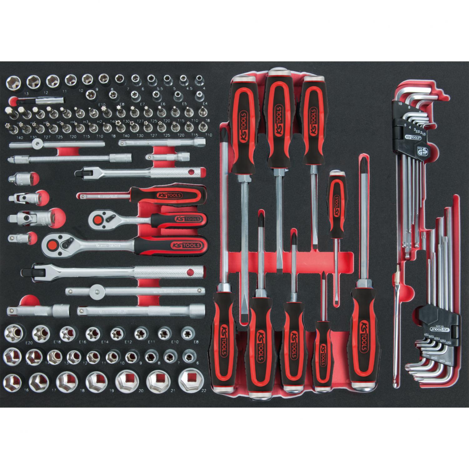 Комплект торцовых ключей SCS 1/4"+3/8'', 118 шт, во вкладке на 1/1 инструментального ящика