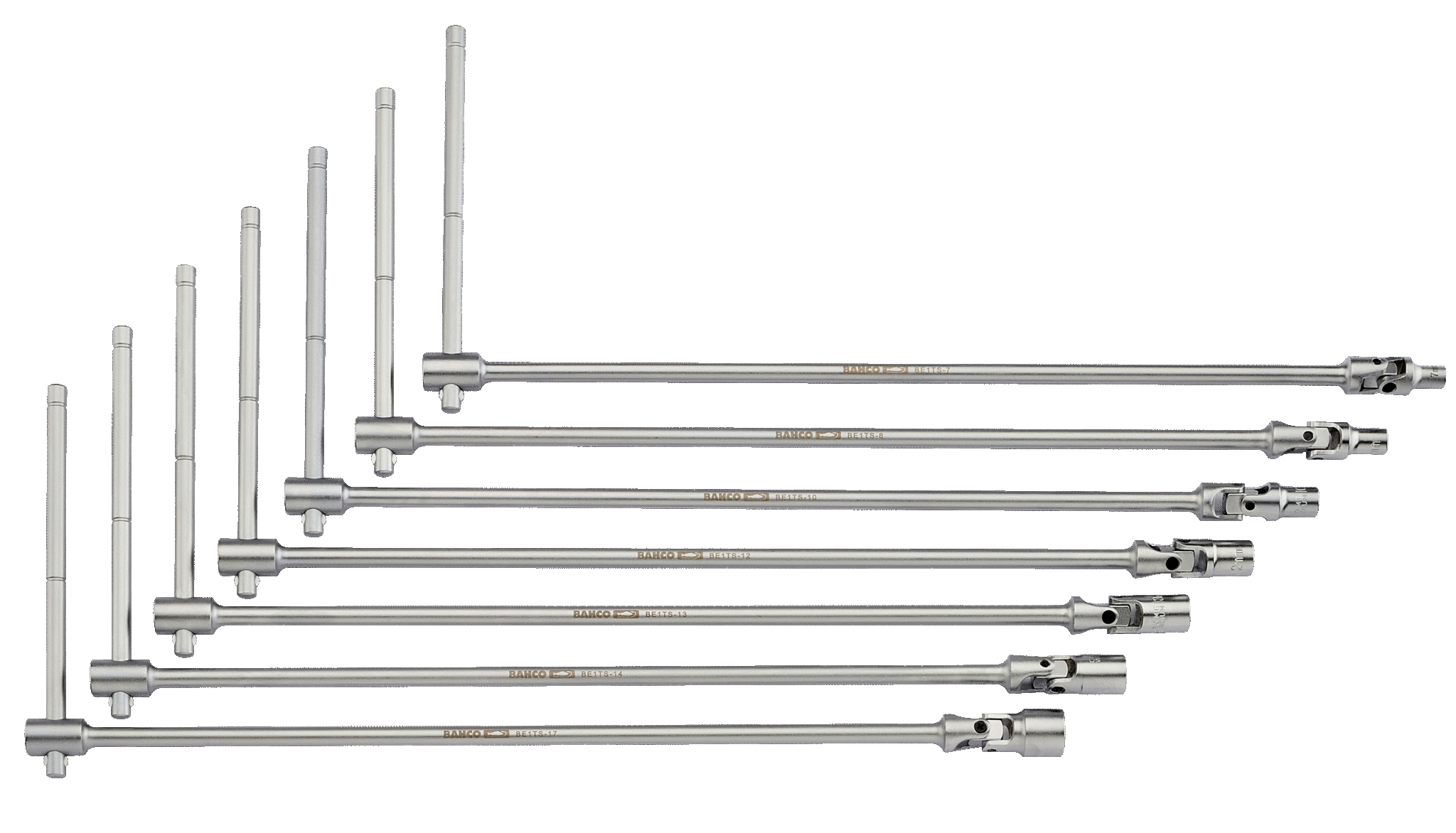 картинка Набор Т-образных скользящих рукояток с плавающими головками 7-8-10-12-13-14 и 17мм BAHCO BE1TS-S7 от магазина "Элит-инструмент"