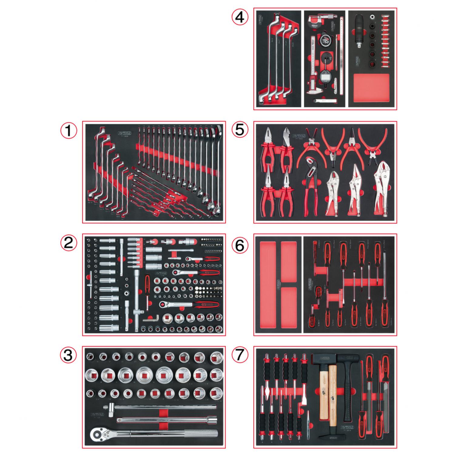 картинка комплект универсальных вкладышей для 7 ящиков с 316 инструментами премиум-класса от магазина "Элит-инструмент"