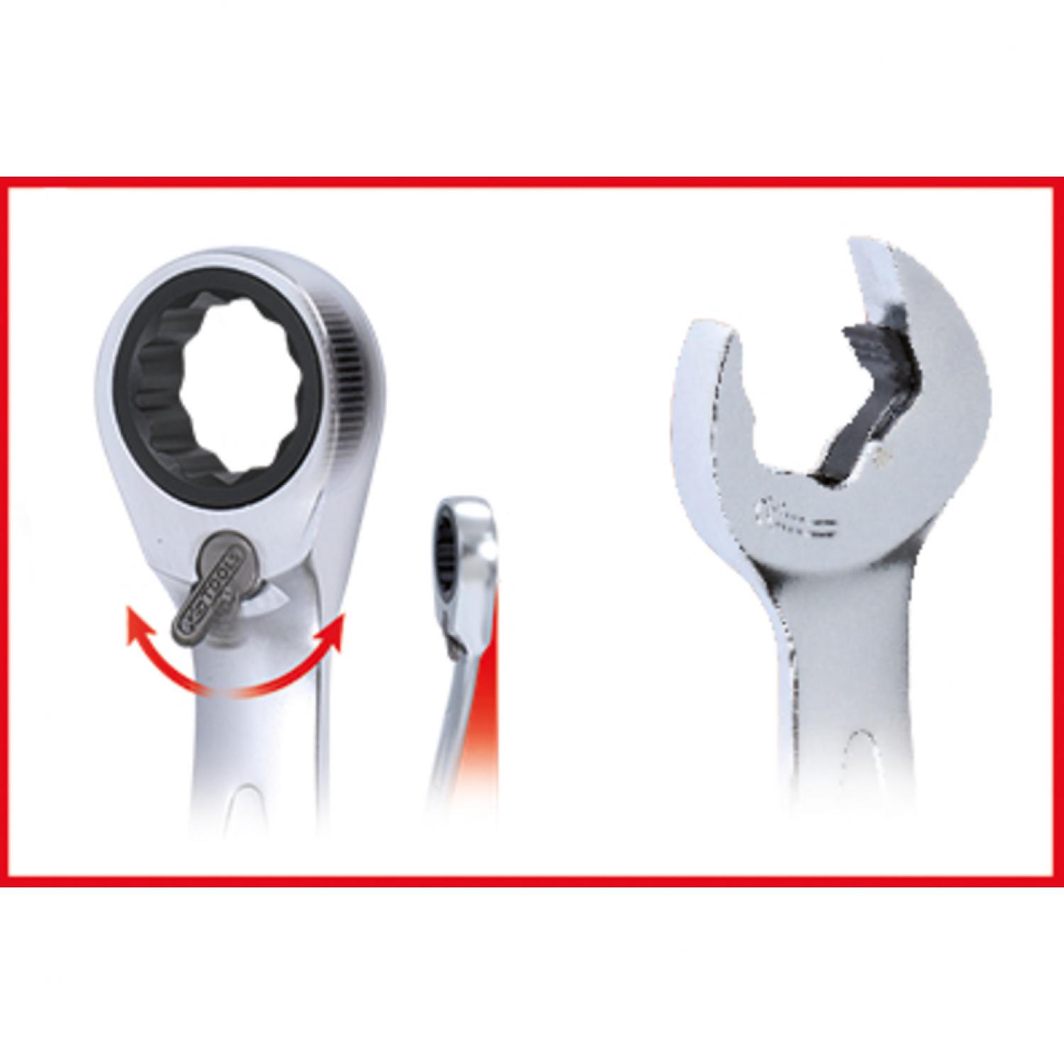 картинка Комплект комбинированных ключей с трещоточным зевом DUO GEAR, 5 шт, переключаемых от магазина "Элит-инструмент"