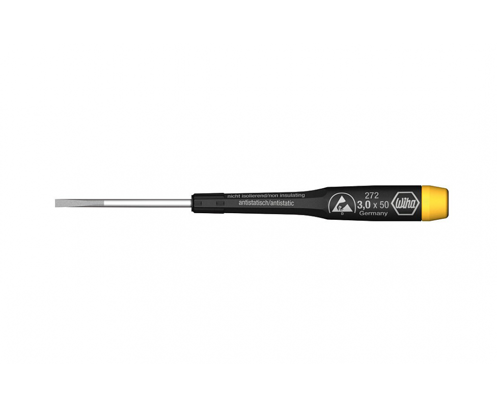 картинка Отвертка Wiha Precision ESD Slotted 272 07636 43671 2,5 x 50 шлицевая от магазина "Элит-инструмент"