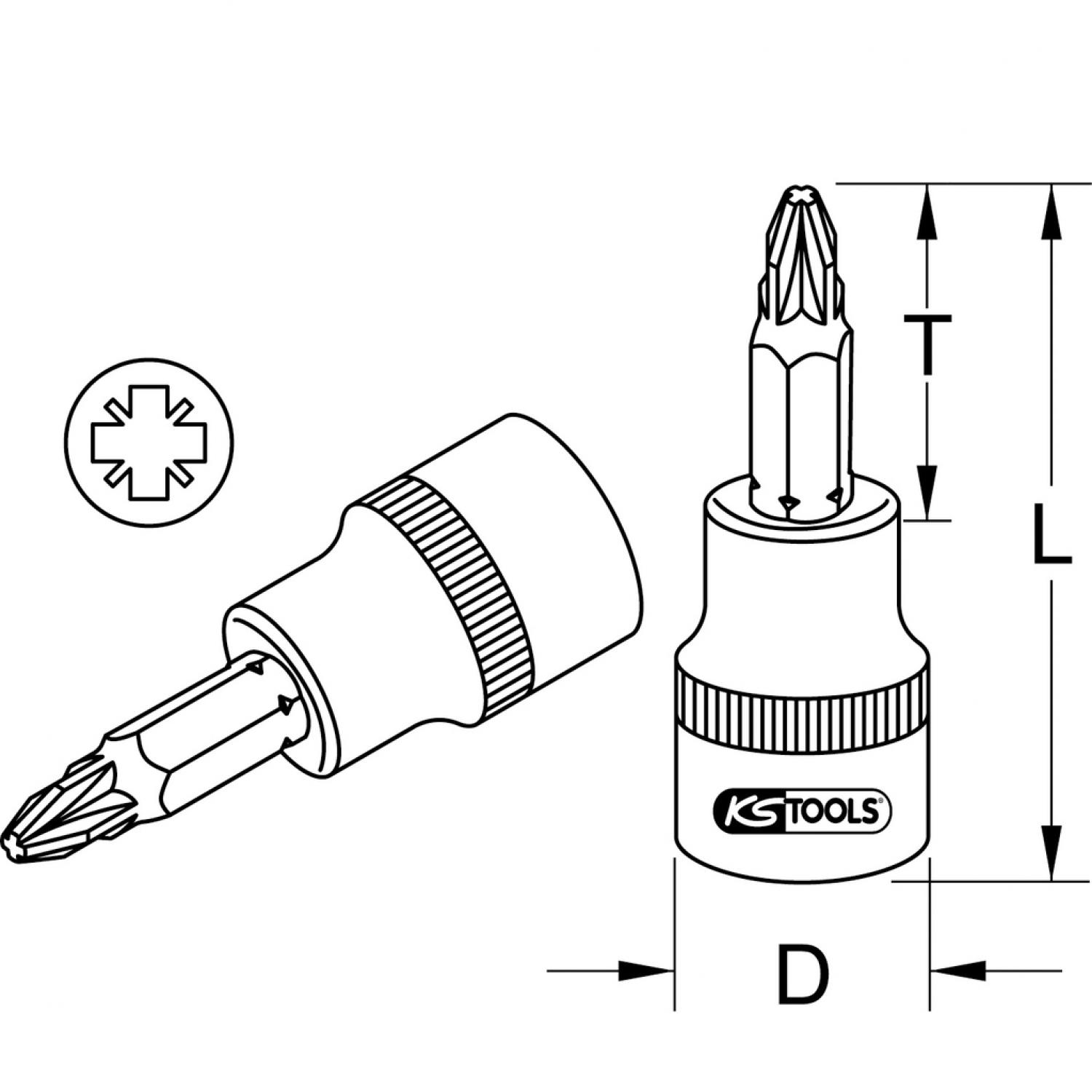 картинка Торцовая головка с битом 1/4", PZ0 подвеска от магазина "Элит-инструмент"