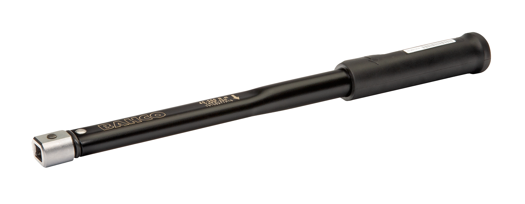 Механический щелчковый динамометрический ключ с возможностью предустановки крутящего момента, прямоугольной сменной головкой и резиновой рукояткой BAHCO 74P14-400